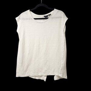 Tahari Linen Crew Neck Short Sleeve Top Size M